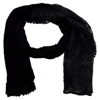 Cotton Half Net Stole- Black